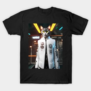 Cyberpunk Cat - Modern Digital Art T-Shirt